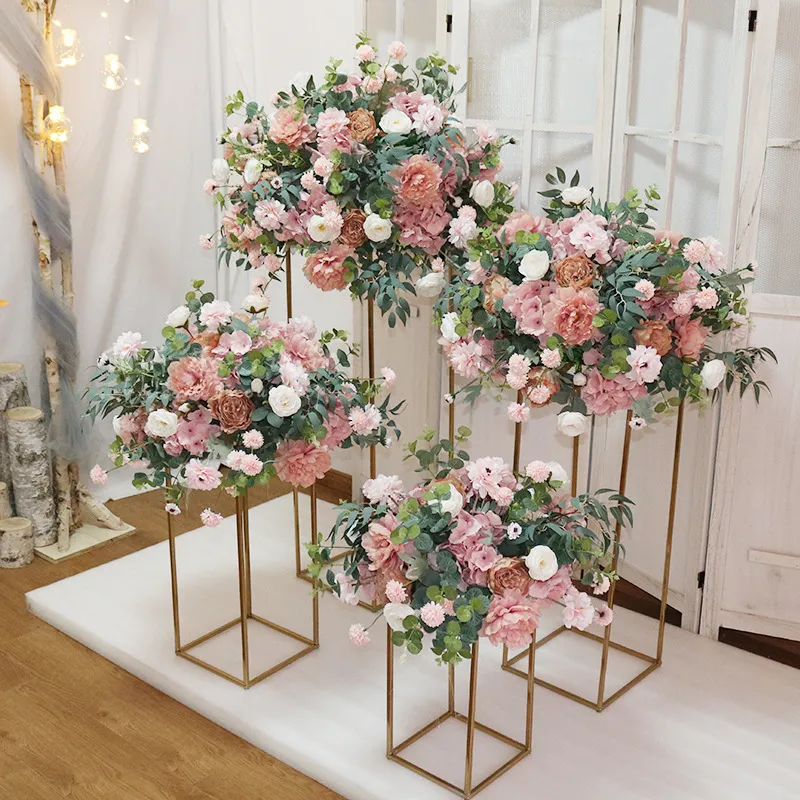 Simulation grande boule de fleurs artificielles de 70cm, centre de Table de mariage, décor de Table, fleur géométrique, étagère, affichage de scène de fête