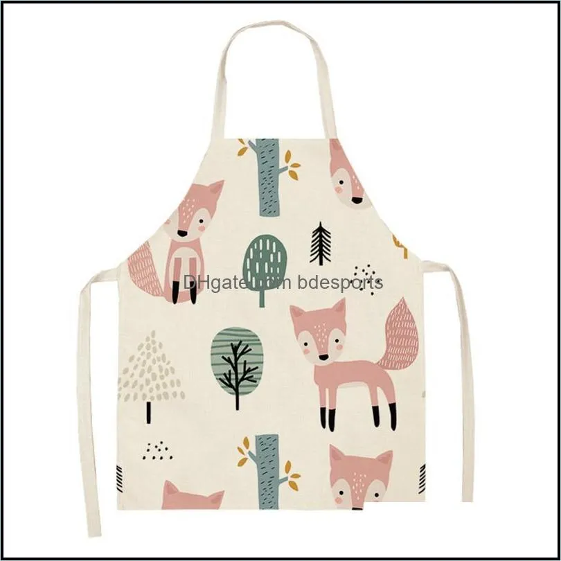 Aprons Leaves Cat Pattern Apron Woman Adult Children Bibs Home Cooking Baking Shop Cleaning Kitchen Accessories 68*55cm