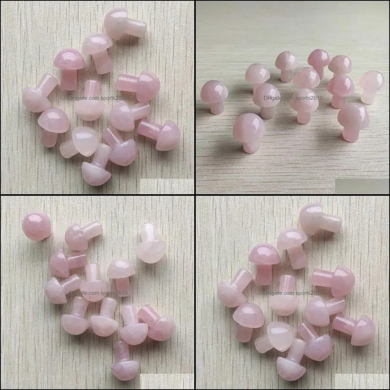 fashion natural rose quartz stone leaf plant mushroom shape ornaments no hole pendants for jewelry making sports2010