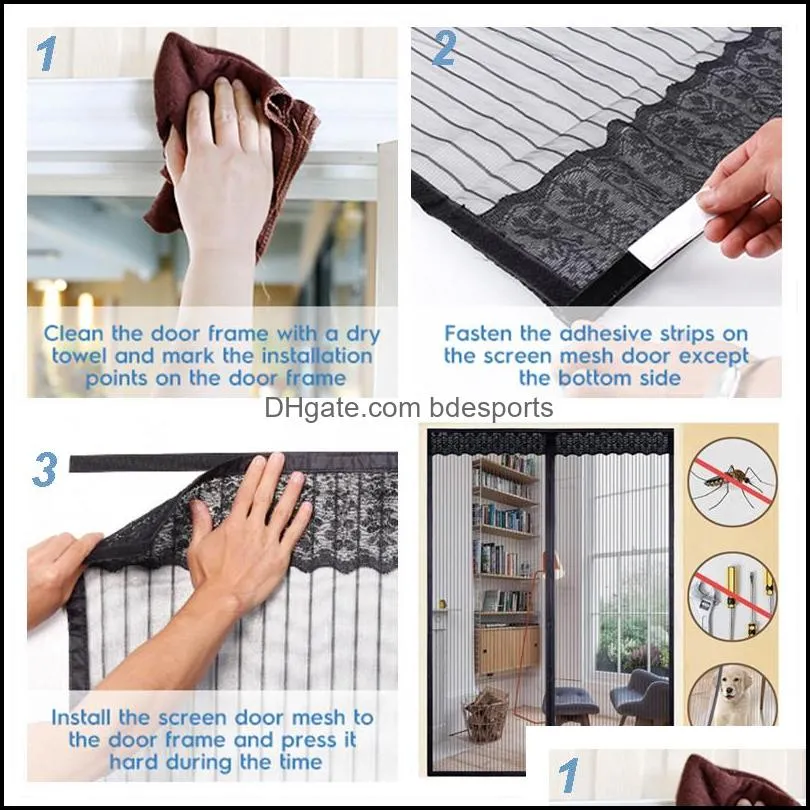 Anti Bug/insect/fly Mosquito Net Door Curtain Summer Magnetic Screen Doors Nets Mesh with Free Magic Stickers Mosquitera Puerta