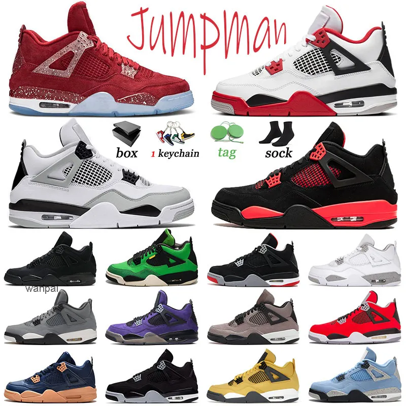 Jumpman Sports 4 basketskor Canvas Military Black 4s Oklahoma Sooners Red Thunder Women Men Trainers White Oreo Taupe Haze Columbia II