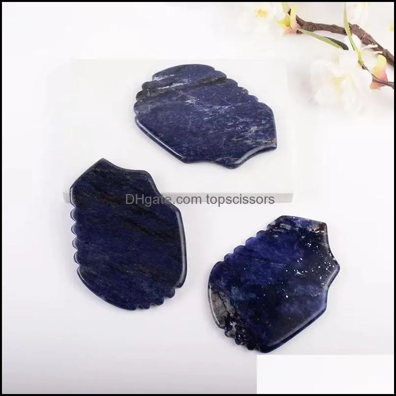 Natural Stone Slimming Face Massager Lifting Chin Health Care Beauty Jade Guasha Scraping Board Blue Sodalite Gua Sha Facial Massage