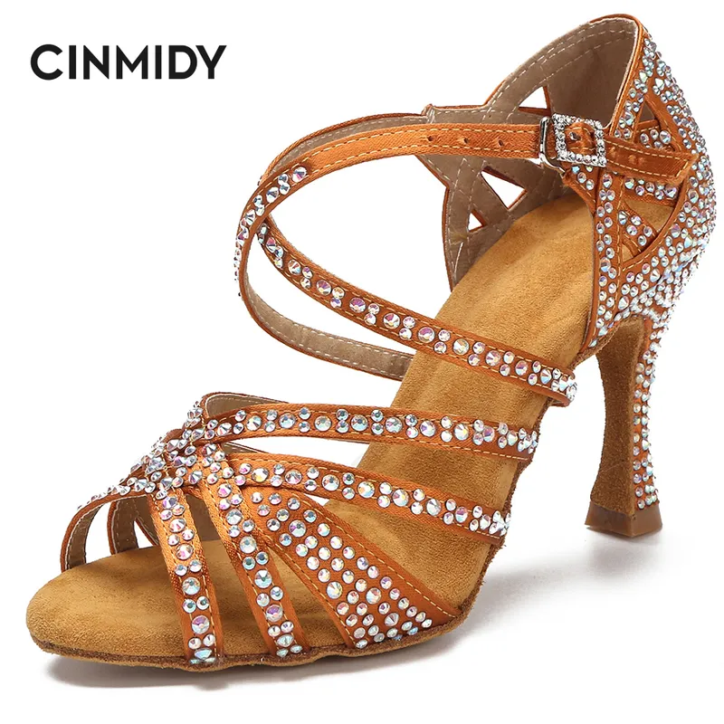 CINMIDY Donna Scarpe Da Ballo Latino Strass Fondo Morbido Salsa