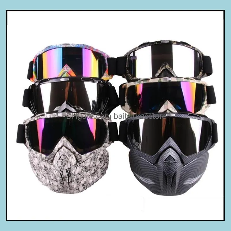 Män Kvinnor Ski Snowboard Snowmobile Glasögon Snö Vinter Vindskydd Skidglasögon Motocross Solglasögon med Ansiktsmask Drop Leverans 2021 Tacti
