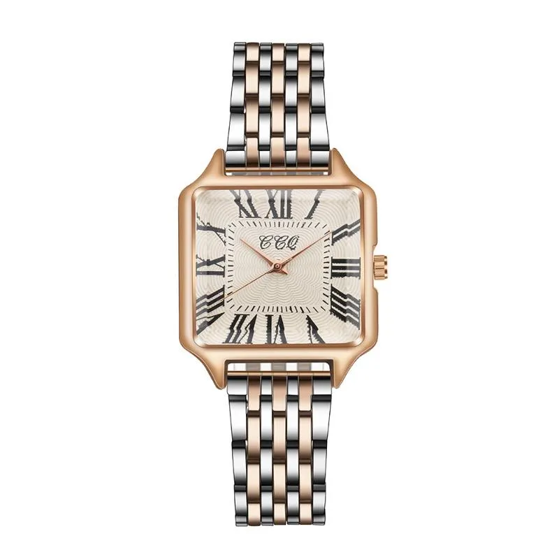 Armbandsur Automatiska Watch Men Quartz Korean Fashion Women's rostfritt stål Leisure Square Small Dial Relojwristwatches