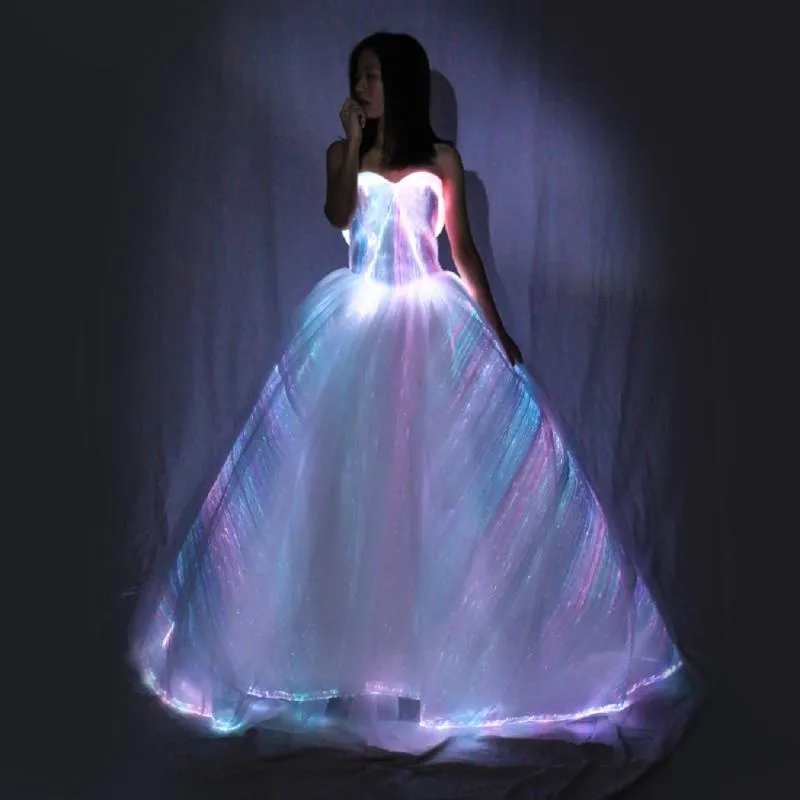 Robe d contract e Lumisonata Arriv e Bridal Glow dans la robe lumineuse fonc e Luminous LED Fibre Optic Robe Lady Femmes Cravate Jupe pour une pi ce
