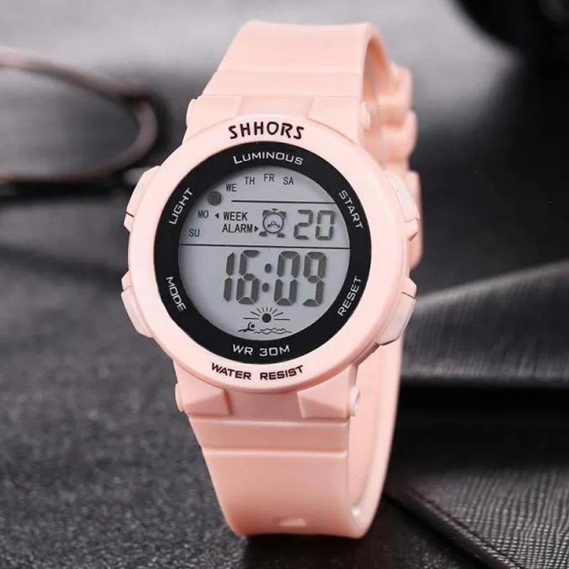Shhors Fashion Sports Watch Women ledde digitala klockor Pink Silicone Band Electronic Price Dropshipping Reloj Mujer