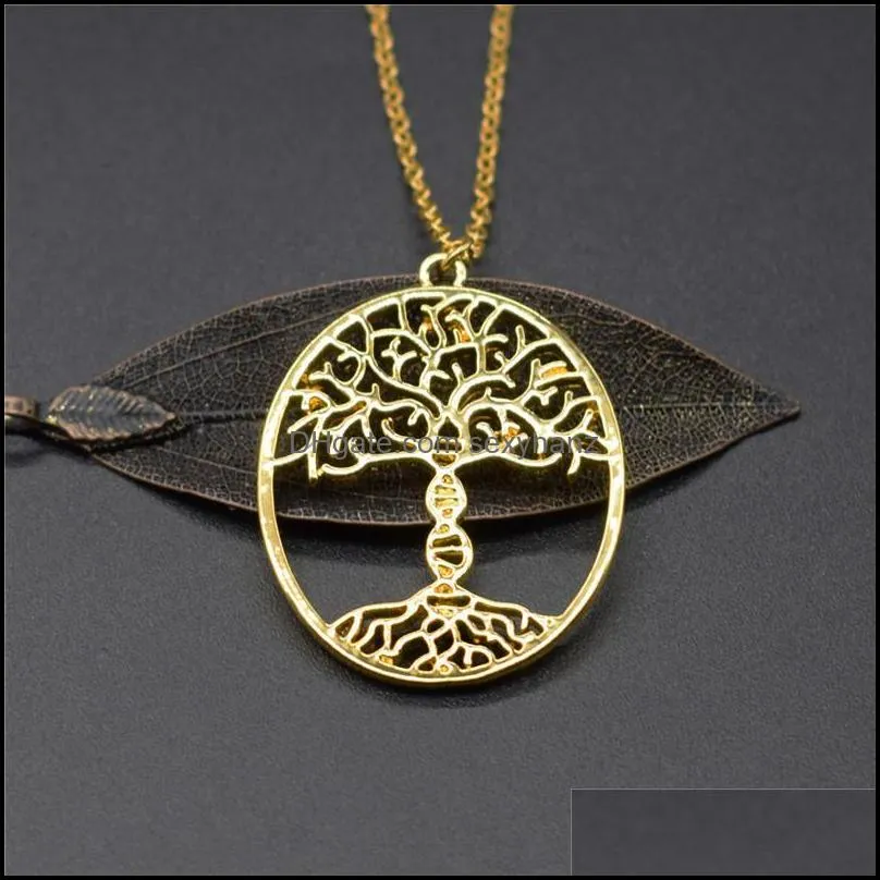 Pendant Necklaces 4 Colors Trendy Bioscience Molecule Necklace Gold Color Silver Tree Of Life With A DNA Women Steampunk