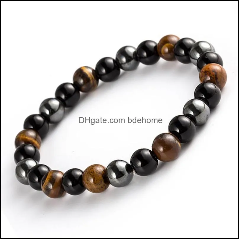 100pcs natural stone hematite stone tiger eye beaded strand wrap buddha bracelets&bangles jewelry accessories k2618
