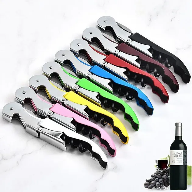 Vinöppnare Rostfritt stål Korkskruv Knivflaska Keps Beainless Steel CorksCrew Bottle Openers Candy Color Multi-Function C0411