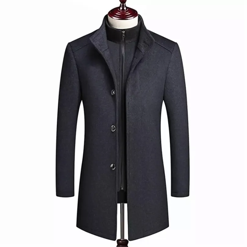 Mens Wool Winter Coats Jackor Fashion High-end Leisur Long Sections Coat Wool Winter Vest Liner Rockar Män plus storlek 4XL 201222
