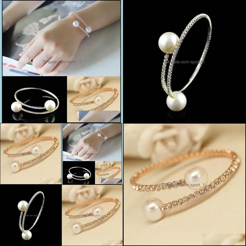 pearl bracelet spiral wedding bridal bracelets rhinestone crystal bracelet