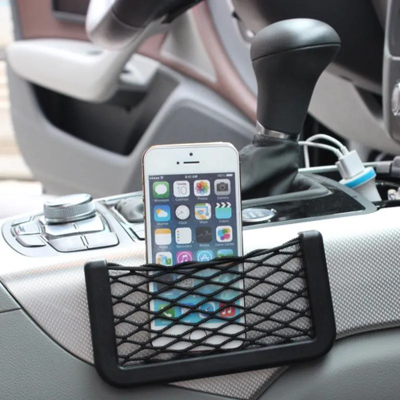 Car Organizer Pasta Net Pocket Storage Bag Supporto per telefono Accessori auto Bello e generoso Forte durevole