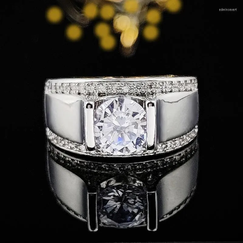 Обручальные кольца роскошные серебряные цвета мужчины кольцо годовщины подарки украшения объем продаж R6456Wedding WeddingWedding Edwi22