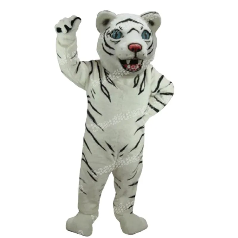 Halloween White Tiger Mascot Costume Högkvalitativ tecknad plysch Animal Anime Temakaraktär Vuxenstorlek Jul karneval fancy klänning