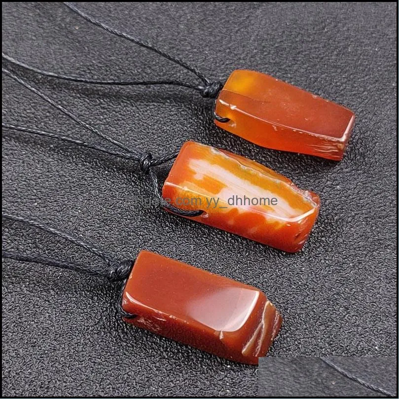 irregular natural stone red agate handmade rope chain pendant necklaces for women men decor jewelry fashion accessories