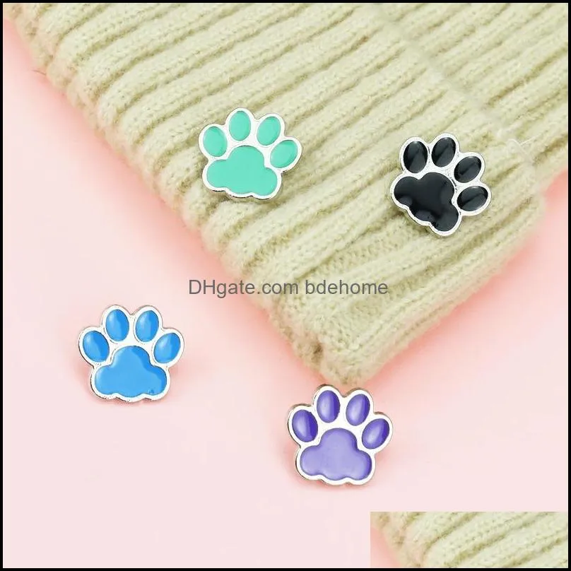 cartoon animal dog paw print shape brooch children cute color paws lapel pins european unisex animals backpack bags hat clothes badge buckle