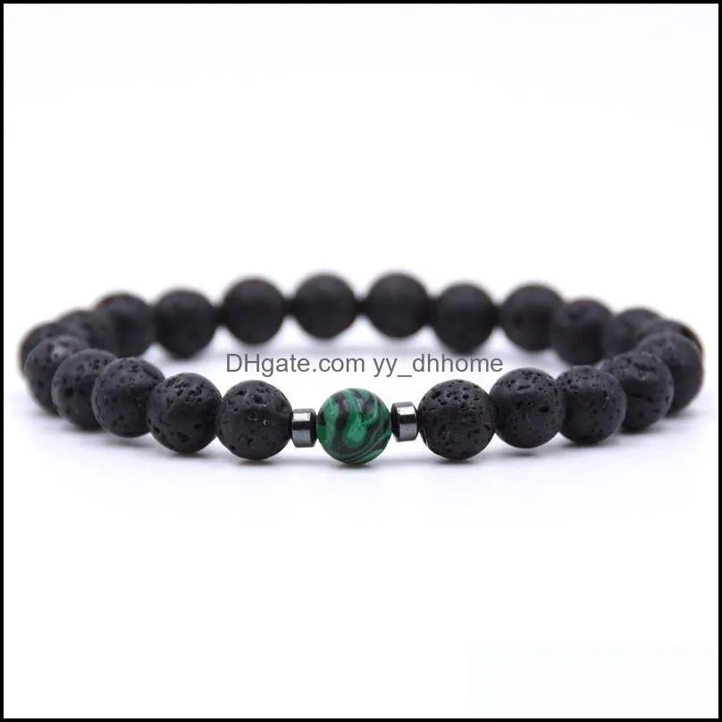hematite natural black lava stone beads strand elastic bracelet  oil diffuser bracelets volcanic rock beaded hand strings