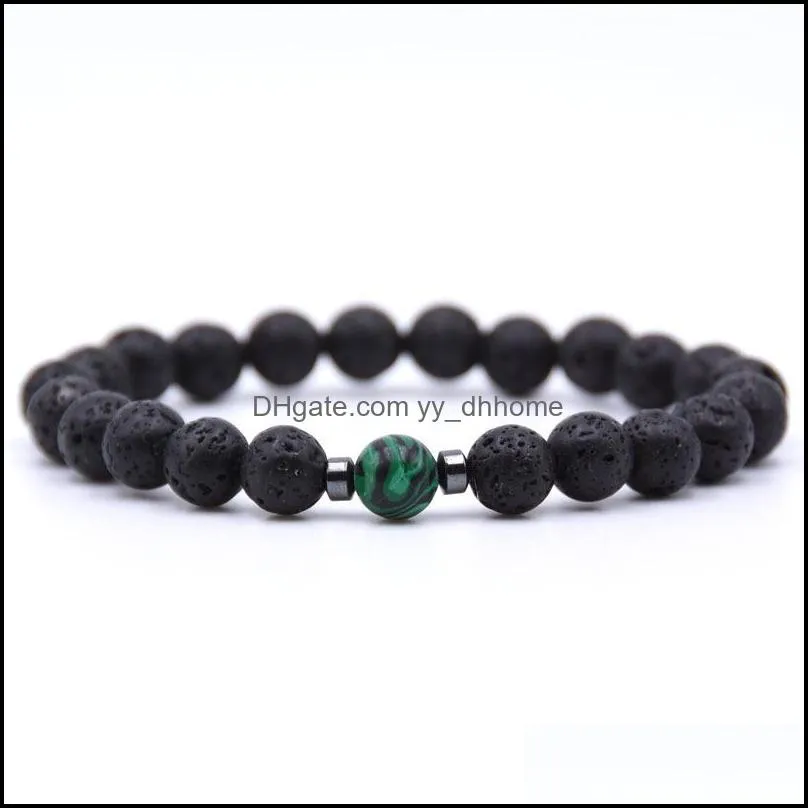 hematite natural black lava stone beads strand elastic bracelet essential oil diffuser bracelets volcanic rock beaded hand strings