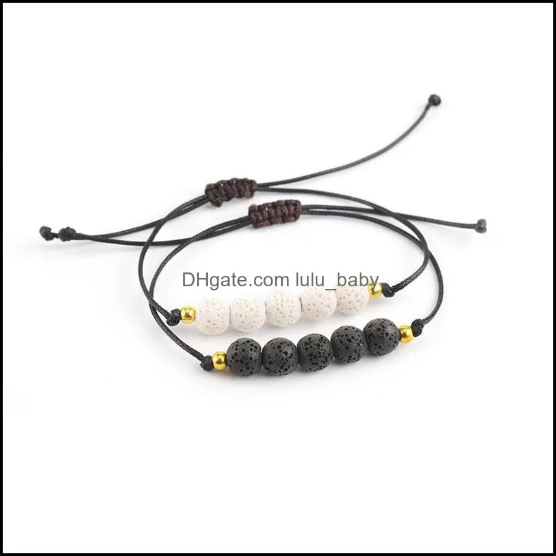 chakra colorful lava stone bead strand bracelet diy essential oil perfume diffuser rope braided lover friendship bracelets wo lulubaby