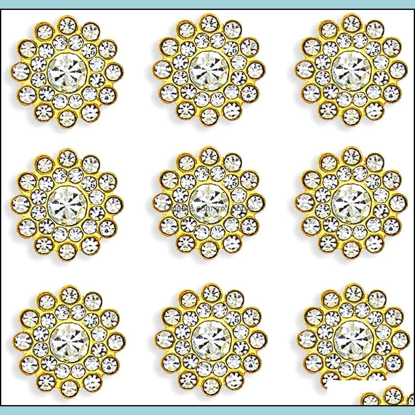 50 pcs Rhinestone Embellishments Crystal Decoration Brooch Button Flatback DIY Craft for Flower Headband Dress Accessory 14mm (Silver)