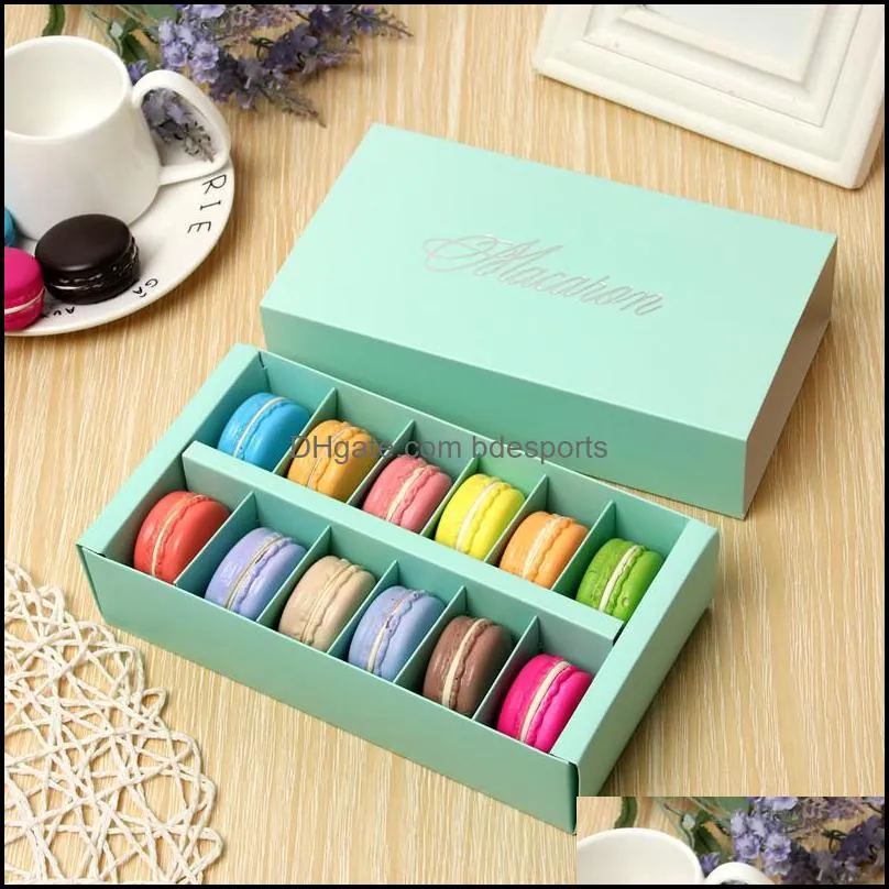 12 Cups Paper Macaron Box Packaging Drawer Type Biscuit Pastry Chocolate Cake Boxes For Wedding Party Gift 50pcs