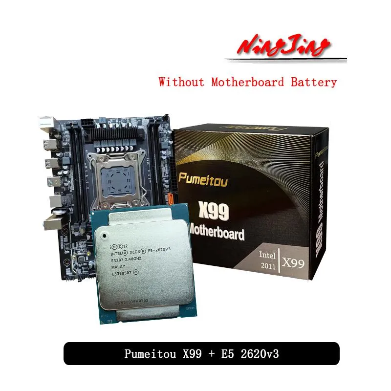 Motherboards Intel E5 2620v3 2620 V3 CPU Pumeitou X99 Motherboard Suit LGA 2011-3 Without CoolerMotherboards