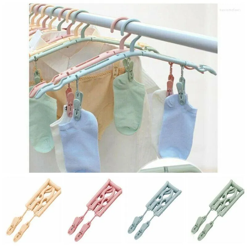 Tvättpåsar Multifunktionsbältesklipptorkning Rack Portabel vikbar vindtät Mini Hangers Conveient Outdoor Camping Travel Clothes