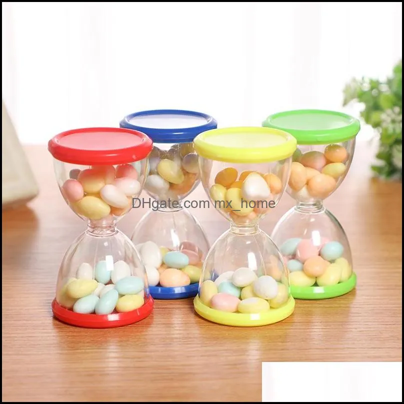 Creative Plastic Wedding Candy Packaging Bottles Hourglass Shape Multi color Storage Transparent Box