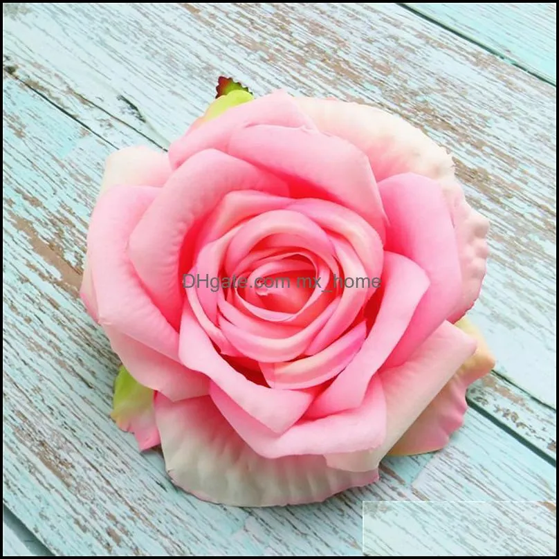 High Quality large curled rose head wholesale hand DIY fake rose flower flower silk cloth for party mermaid supplies bedroom decor