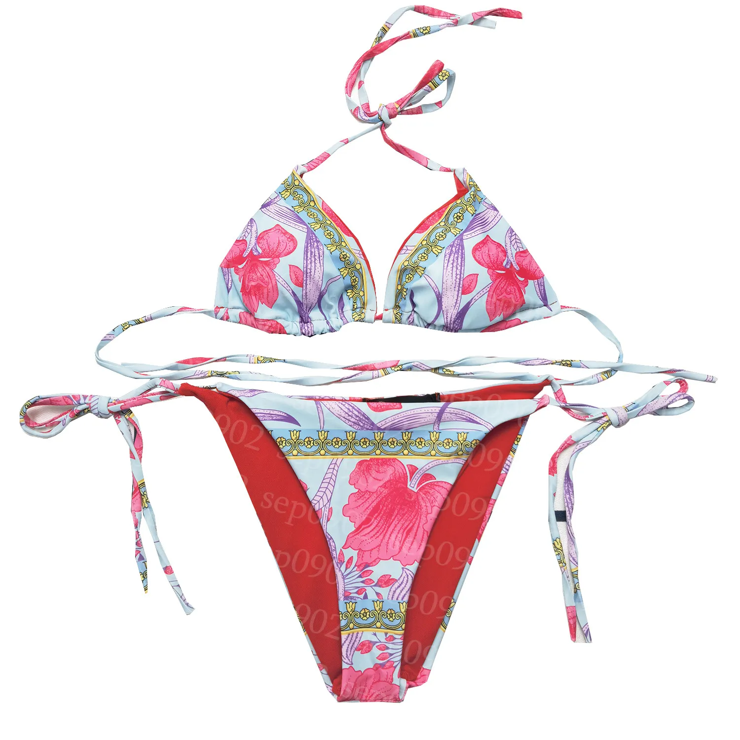 Floral Print Bikinis Set Femmes Mode Halter Maillots De Bain Plage Surf Maillot De Bain Hot Spring Maillot De Bain