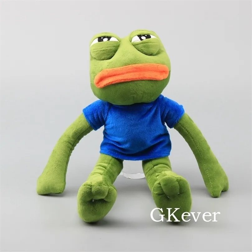Cartoon Pepe Sad Frog Plush Toy Soft Stuffed Animal Doll 17 "42 cm Barn present LJ201126