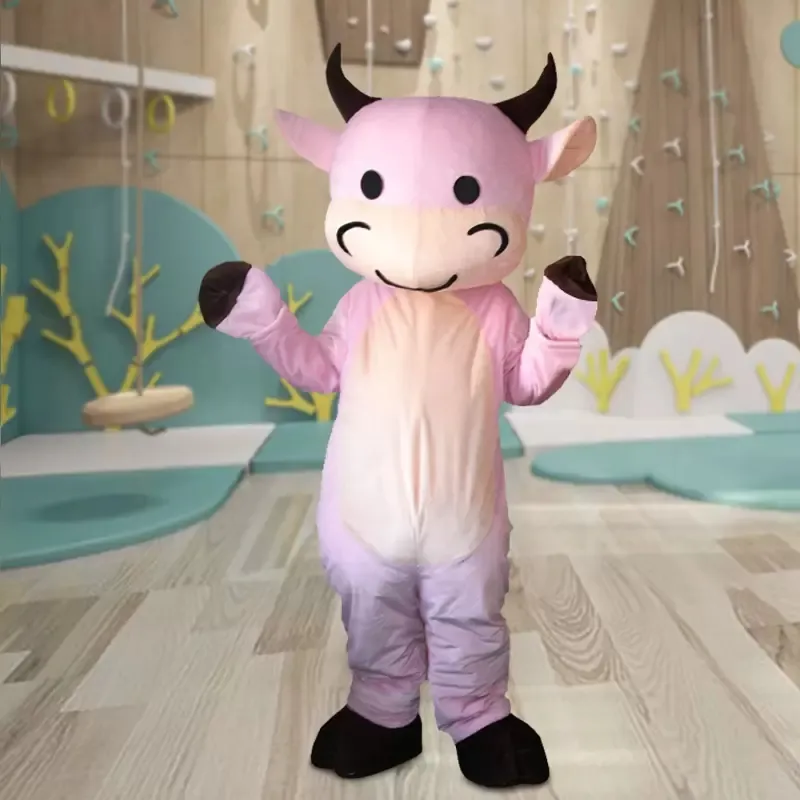 Mascot Costumes Halloween Cow Mascot Vuxen Top Quality Cartoon Cow Bull Cartoon Kostymer Animal Theme Mascotte Carnival Cost