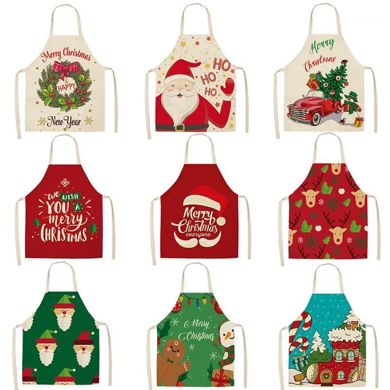 Juldekorationer Förkläde Santa Linen Kitchen Förkläden Merry For Home Navidad Xmas Gifts År 2022 Dekor