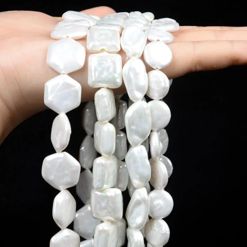 Other Natural Stone Beads White Irregular Shape Punch Freshwater Pearl Loose Spacer For Jewelry Making Necklace BraceletsOther