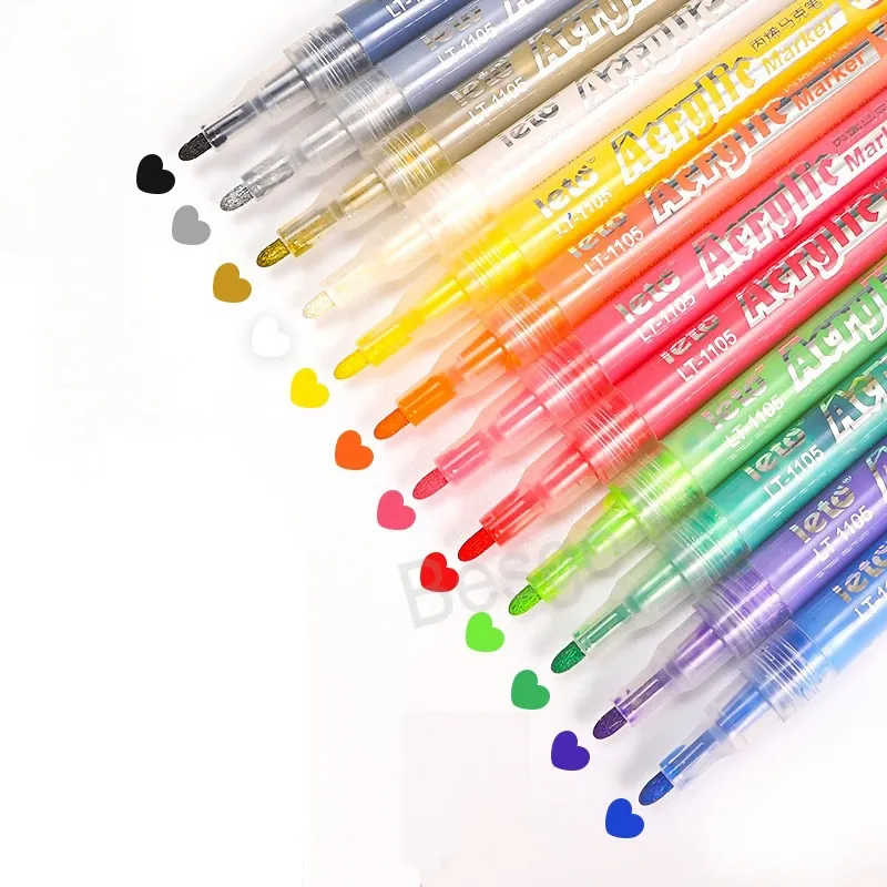 18 kleuren Acryl verf marker Highlighters Aquarel Pennen Doodle Fine Arts Pen Hand Account Diy Highlighter Student Stationery BH7015 Tyj