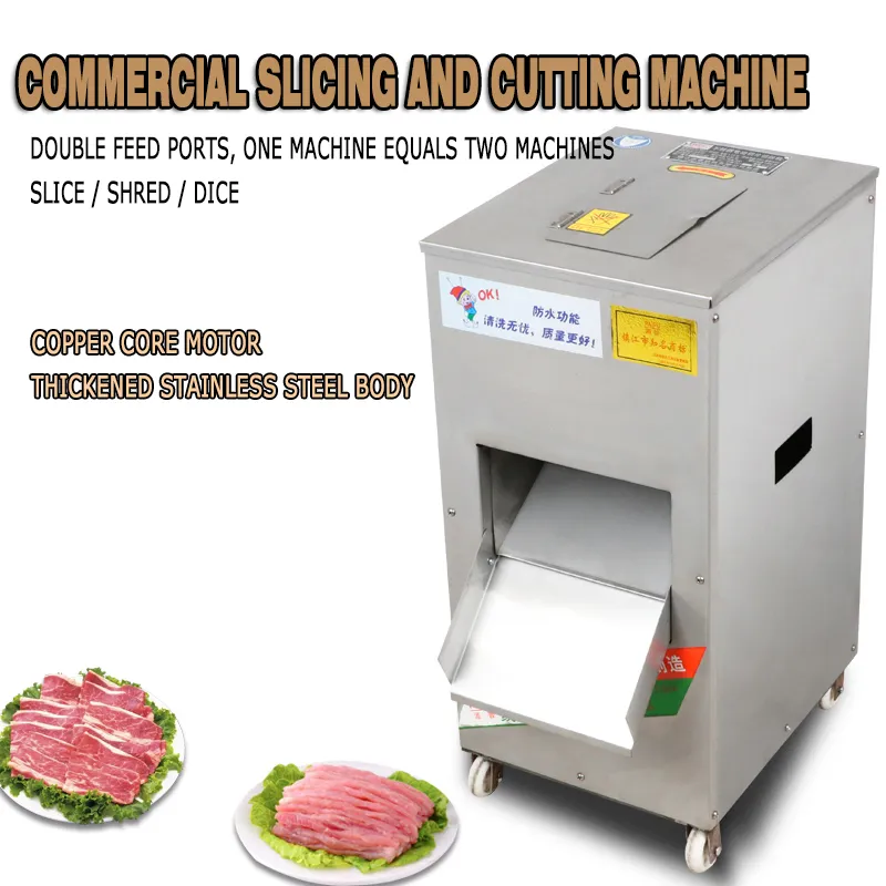 Multifonctionnel Double Cutter hachoir à viande Machine broyeur armoire commerciale Microtome électrique déchiquetage légumes acier inoxydable