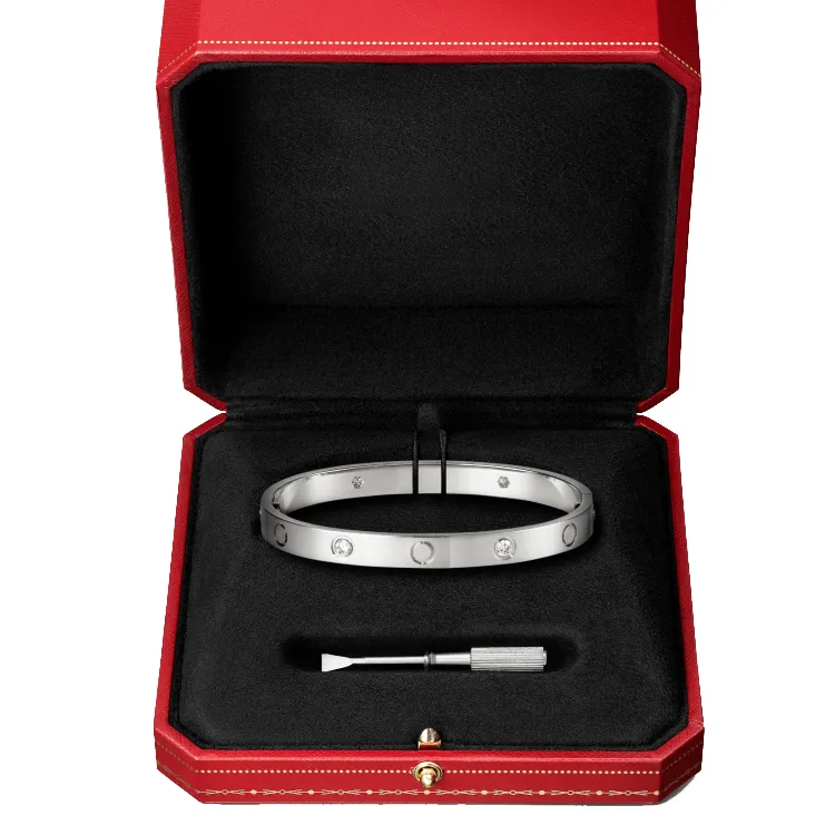 Bracelet de luxe plaqué or bracelet d'amour conception de vis or rose concepteurs de platine bijoux bracelets 4 diamants 6.1mm bracelets pour couples anniversaire titane acier