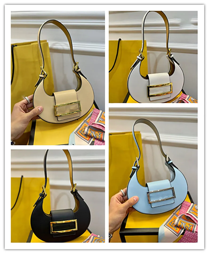 Genuine Leather Bags 21cm AQE 0320 New Classic Fashion Crescent Ox Horn Shoulder Purse Women