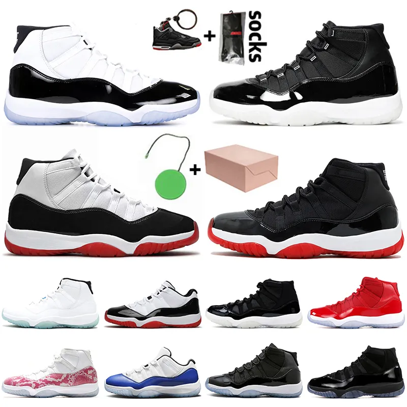 Toppkvalitet 2021 Ny Bredd 25-årsjubileum 11s Mens Basketbollskor Jumpman 11 Concord 45 Space Jam Gamma Blå Kvinnors Sport Sneakers