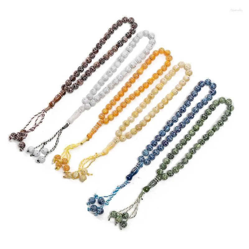 Cadeia de link Angelady 33 Resina Beds Tasbih Oração de 10mm Rosário Islâmico Tasbeeh Diversas Cores Fawn22