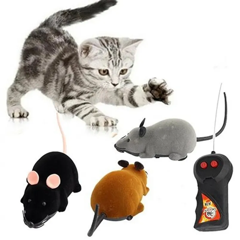 Mini Funny Simulação Controle remoto sem fio RC Camundongos de rato eletrônico de rato brinquedo Toy Plástico Flocking Halloween Xmas para PET 220628