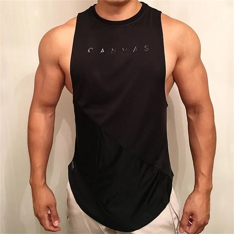 Bodybuilding Sporty Tank Top Men Gyms Fitness Workout Sleeveless Shirt Male Stringer Singlet Summer Casual Loose Undershirt Vest 220601