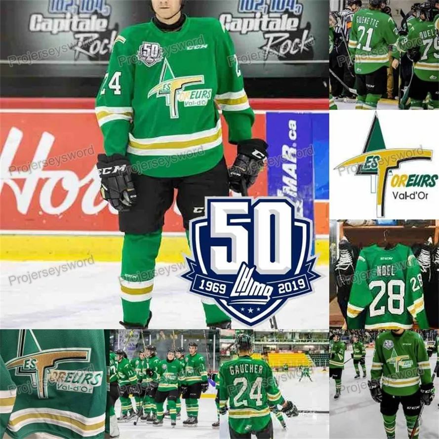 Mit 2019-20 QMJHL 50 Anniversary Patch Val-d Or Foreurs Jersey 14 Dominic Chiasson 27 GAUCHER 28 NOEL 24 GAUCHER 21 GUENETTE CHL Maglie Hokcey
