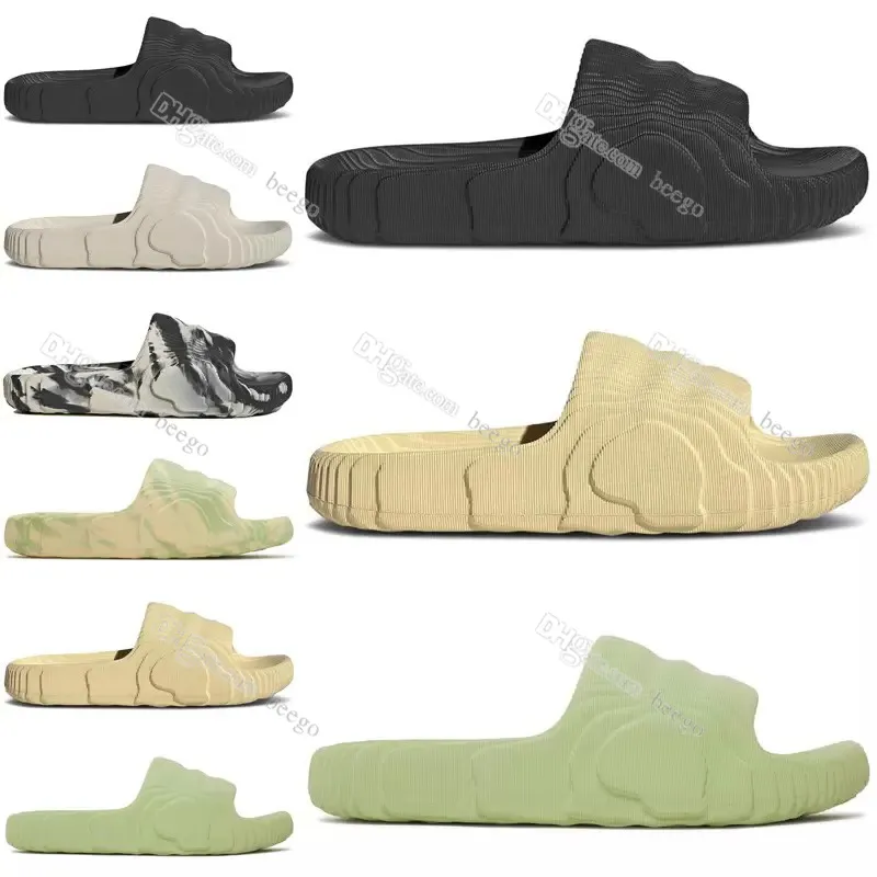 Adilette 22 Sliders tofflor Slides Designer Sandaler Herrkvinnor för Black Grey Desert Sand Magic Lime Luxury Shoes Pantoufle Flip Flops Platform Scuffs Sandales