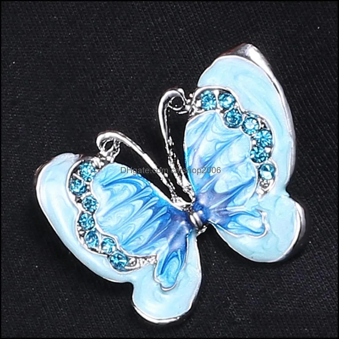 Fashion Butterfly Rhinestone Crystal Brooches Pin White Enamel Insect Weddings Party Brooch Pins Women Jewelry