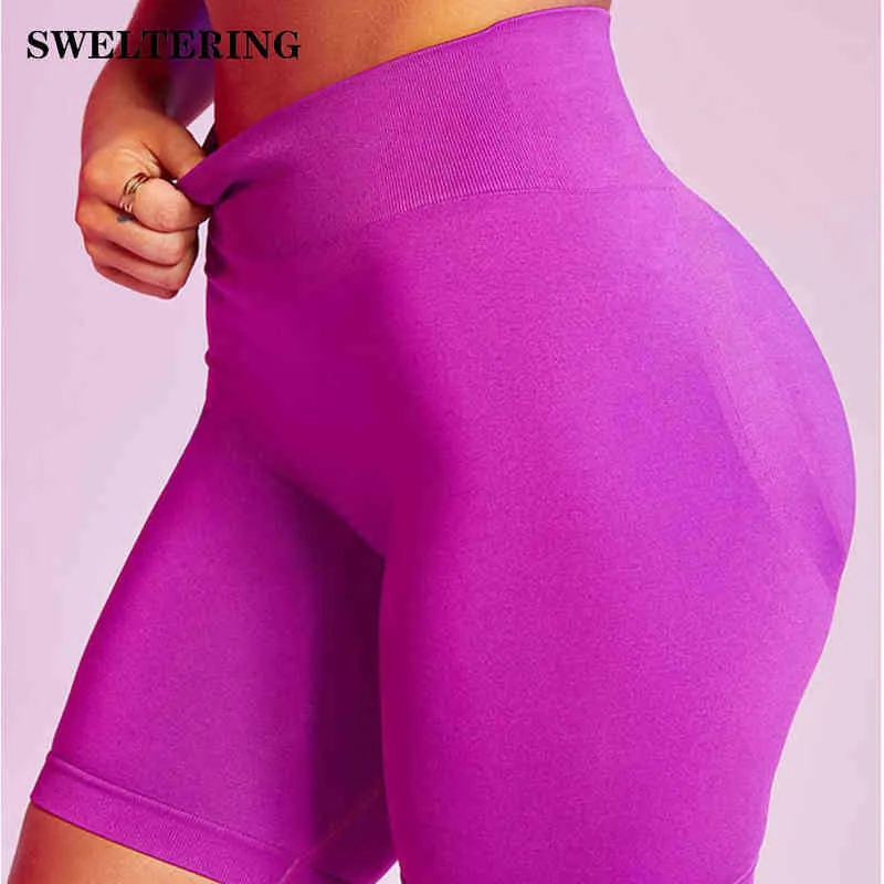 Shorts de Yoga sans couture taille haute sport hanche Push Up Leggings femmes Fitness course contrôle du ventre entraînement gymnase J220706