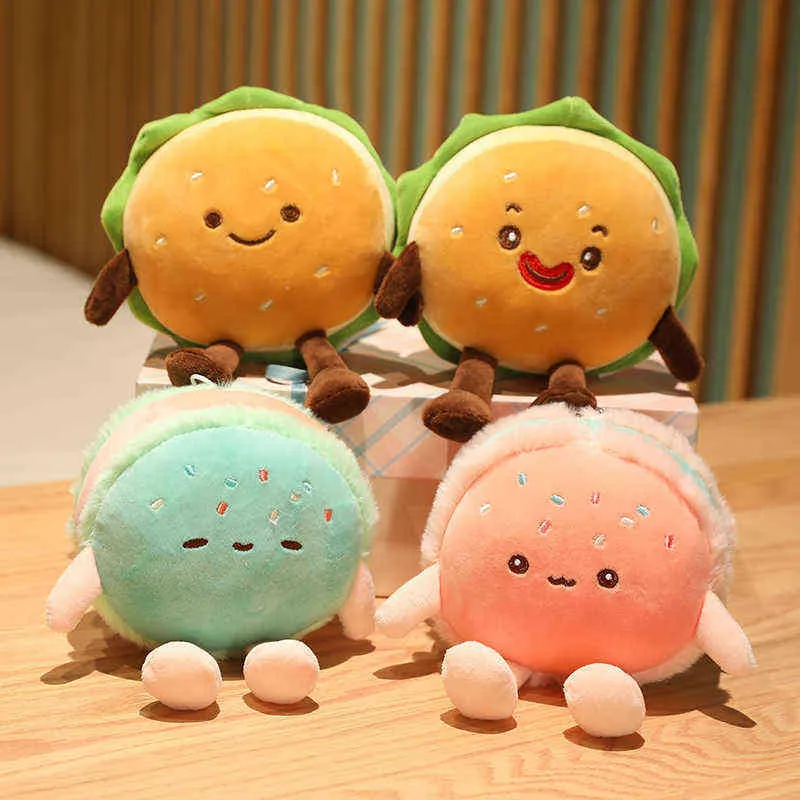 Cute Simulation Hamburger Plush Toy Filled Pendant Creative Funny Food Bread Hand Warmer Pillow For Girls Birthday Gifts J220704