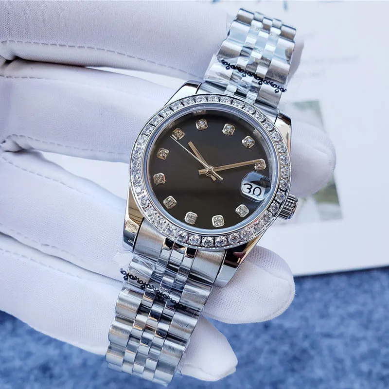 2023 36mm Kadınlar Otomatik Mekanik Saat 28/31mm Lady Diamond İzler Paslanmaz Çelik Süper Ayakkar Süper Bilek Swristats Box Montre de Luxe