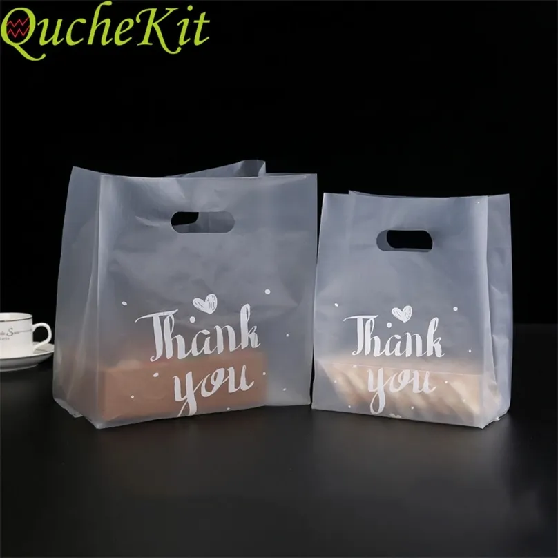 50pcs Danke Plastikgeschenk Einkaufsverpackungstaschen mit Hafenfeier Hochzeitsbevorzugungen für Gäste Dekoration 220707